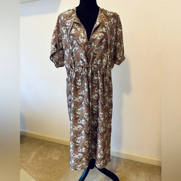 Mango | Dresses | Mango Paisley Satin Midi Dress With Drawstring Waist  Style | Poshmark